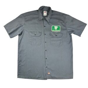 Dickies Mens Gray Short Sleeve Seay Electric Patch Work Shirt Large 1574CH